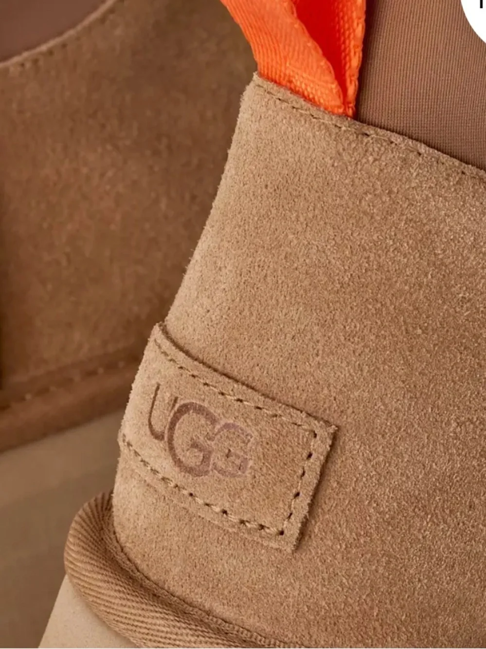 UGG Platform Mini dipper Boots Size 8 Chestnut Suede Neoprene Sock Chunky  NWT